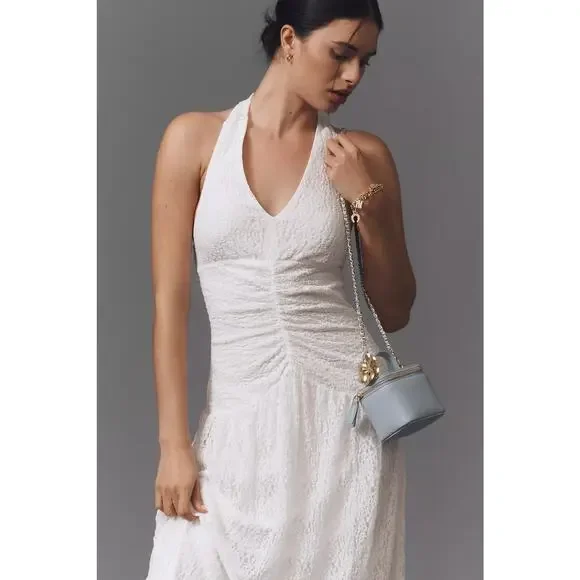 NWT Anthropologie Flat White Plunge Slim Maxi Dress $168 PLUS 1X White - Picture 4 of 8